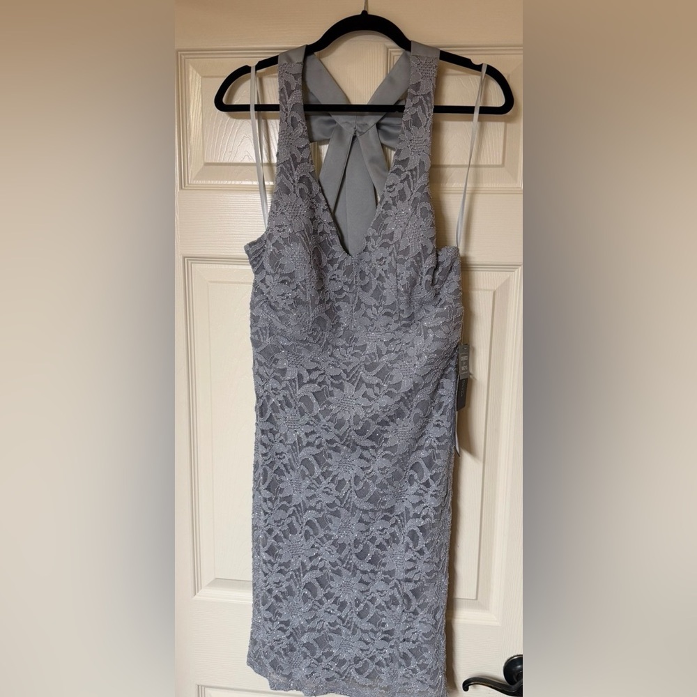 City Studio Gray Lace Dress